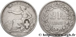SWITZERLAND 2 Francs Helvetia 1863 Berne