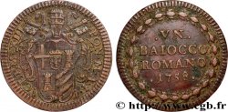 VATICAN ET ÉTATS PONTIFICAUX 1 Baiocco au nom de Clément XIII an I 1758 Rome