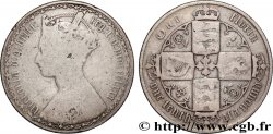 ROYAUME-UNI 1 Florin Victoria couronnée style gothique 1880 Londres TB 