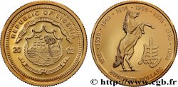 LIBERIA 100 Dollars Proof Calendrier chinois : Cheval 2002 