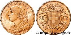 OR, PALLADIUM ET PLATINE INVESTISSEMENT 20 Francs  Vreneli   1915 Berne SUP 