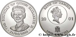 ZAMBIE 1000 Kwacha Proof 75e Anniversaire de la Reine Elisabeth II 2001 