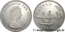 TUVALU 5 Dollars Proof Outrigger Canoe 1976 