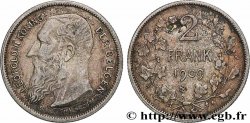 BELGIQUE 2 Frank (Francs) Léopold II légende flamande 1909 Bruxelles