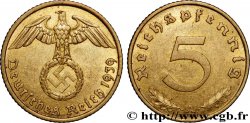 GERMANY 5 Reichspfennig aigle surmontant une swastika 1939 Berlin