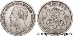 SUÈDE 2 Kronor Oscar II 1877 