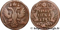 RUSSIE 1 Polushka (1/4 Kopeck) aigle bicéphale 1735 Moscou ou Ekaterinbourg