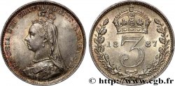 ROYAUME-UNI 3 Pence Victoria buste du jubilé 1887 