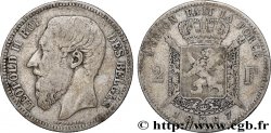 BELGIQUE 2 Francs Léopold II légende française 1867 Bruxelles