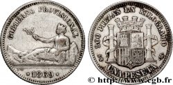 SPAIN 1 Peseta monnayage provisoire avec mention “Gobierno Provisional” 1869 Madrid