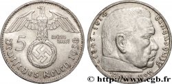 ALLEMAGNE 5 Reichsmark Aigle / Maréchal Paul von Hindenburg 1938 Hambourg