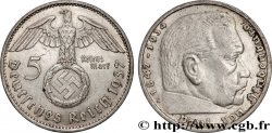 ALLEMAGNE 5 Reichsmark Maréchal Paul von Hindenburg 1937 Muldenhütten - E