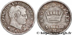 ITALY - KINGDOM OF ITALY - NAPOLEON I 5 Soldi 1813 Milan - M