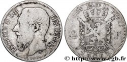 BELGIQUE 2 Francs Léopold II légende française 1867 Bruxelles