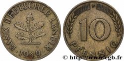 GERMANY 10 Pfennig “Bank deutscher Länder” 1949 Stuttgart - F