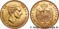 ESPAGNE - ROYAUME D ESPAGNE - ALPHONSE XII 25 Pesetas Alphonse XII 1880 Madrid