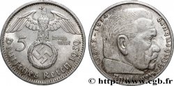 ALLEMAGNE 5 Reichsmark Maréchal Paul von Hindenburg 1939 Hambourg 