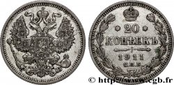 RUSSIE 20 Kopecks aigle bicéphale 1911 Saint-Petersbourg