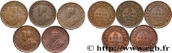 INDES BRITANNIQUES Lot 5 x 1/12 Anna (1 Pie) Georges V Années diverses Calcutta