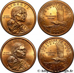 UNITED STATES OF AMERICA Lot de 2 monnaies de 1 Dollar Sacagawea 2002 Philadelphie + Denver