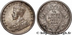 INDIA BRITANNICA 1/4 Rupee (Roupie) Georges V couronné 1917 Calcutta