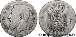 BELGIQUE 2 Francs Léopold II légende française 1867 Bruxelles