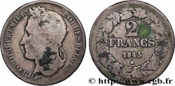 BELGIQUE - ROYAUME DE BELGIQUE - LÉOPOLD Ier 2 Francs tête laurée 1843  TB 