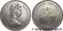 ROYAUME-UNI 25 New Pence (1 Crown) 25e anniversaire de mariage d’Elisabeth II 1972 Londres