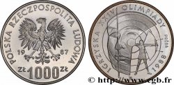 POLOGNE 1000 Zlotych Proba Proof Jeux Olympiques de Séoul 1988 - Tir à l’arc 1987 Varsovie