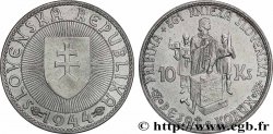 ESLOVAQUIA 10 Korun Prince Pribina variété avec croix sur l’église 1944 