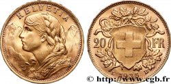 OR, PALLADIUM ET PLATINE INVESTISSEMENT 20 Francs &nbsp;Vreneli&nbsp; 1935 Berne SPL 