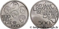 BELGIUM 500 Francs légende flamande 150e anniversaire de l’indépendance, portrait des 5 rois / carte de Belgique 1980 Bruxelles AU 