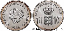 MONACO 10 Francs argent, dixième anniversaire du mariage 1966 Paris