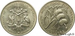 BARBADE 4 Dollars Inauguration de la Banque de Développement des Caraïbes / canne à sucre et régime de bananes 1970  SPL 