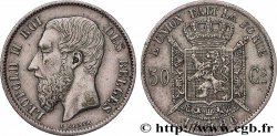 BELGIQUE 50 Centimes Léopold II légende française signature L WIENER 1886 Bruxelles TTB 
