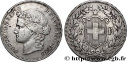 SUISSE 5 Francs Helvetia 1889 Berne TB+ 
