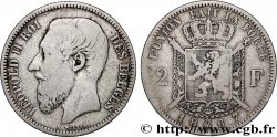 BELGIQUE 2 Francs Léopold II légende française 1867 Bruxelles
