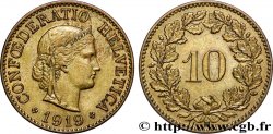 SUISSE 10 Centimes (Rappen) Helvetia 1919 Berne