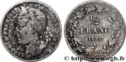 BELGIQUE 1/2 Franc Léopold tête laurée 1835 