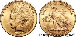 OR, PALLADIUM ET PLATINE INVESTISSEMENT 10 Dollars or &nbsp;Indian Head&nbsp;, 2e type 1932 Philadelphie SUP 