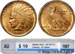 ÉTATS-UNIS D&nbsp;AMÉRIQUE 10 Dollars &nbsp;Indian Head&nbsp;, 1e type 1907 Philadelphie SUP GENI