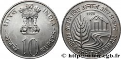 INDIA 10 Rupees (Roupies) FAO - “Nourriture et un toit pour tous” 1978 Bombay