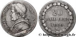 VATICAN ET ÉTATS PONTIFICAUX 20 Baiocchi Pie IX an IV 1850 Rome