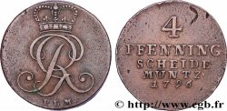 GERMANY - DUCHY OF BRUNSWICK AND LUNENBURG - GEORGE III OF GREAT BRITAIN 4 Pfenning 1796 Clausthal