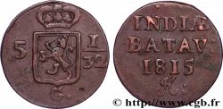 NETHERLANDS INDIES 5 1/32 Gulden (1/2 Duit) écu couronné des Pays-Bas 1815 Enkhuizen