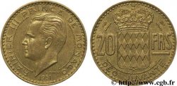 MONACO 20 Francs Rainier III / écu couronné 1951 Paris