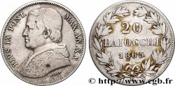 ITALIE - ÉTATS DU PAPE - PIE IX (Jean-Marie Mastai Ferretti) 20 Baiocchi an XX 1865 Rome
