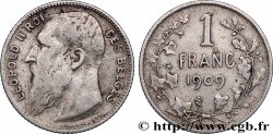 BELGIQUE 1 Franc Léopold II légende française 1909 Bruxelles