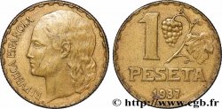 ESPAGNE 1 Peseta monnayage républicain 1937 Castellón de la Plana