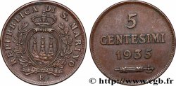 SAN MARINO 5 Centesimi écu aux trois tours 1935 Rome - R AU 